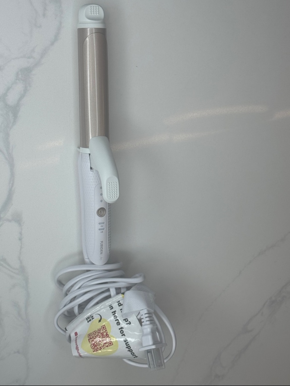 White and Rose Gold Curling Wand - Women Hair Styling